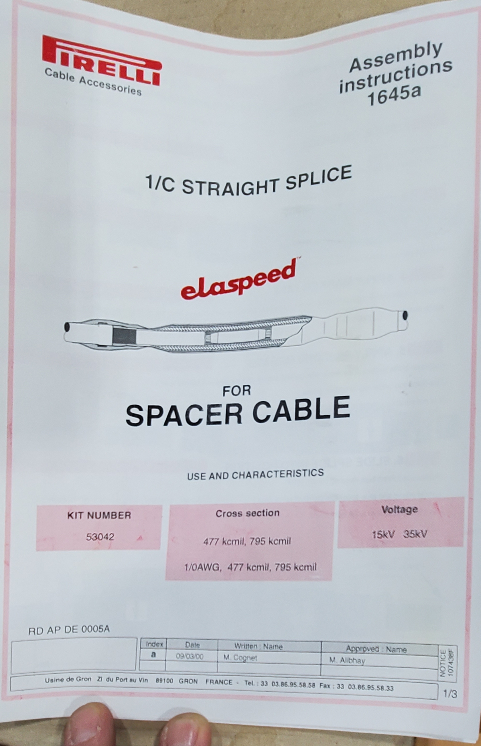 COVER, SPLC COLD SHRINK SPCR CABLE EXC